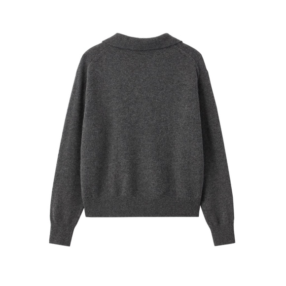 167. 440ME Leisure Polo Sweater Collar Grey Medium EUC 100% Wool $250 - Picture 5 of 6